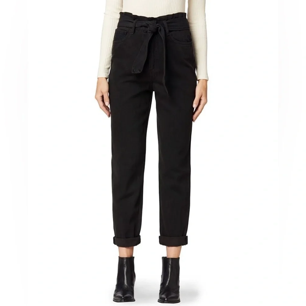 Joe's Jeans || Brinkley High-Rise Paperbag Straight Jeans Belted Black 28‎ NWT